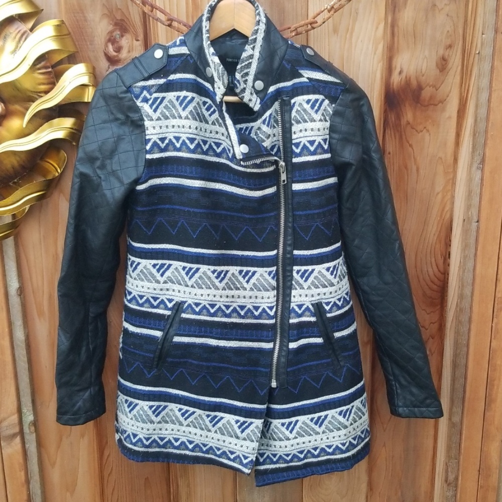 Cute wool.& pleather jacket